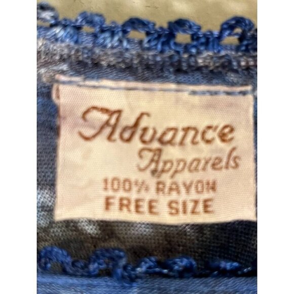 Tie Dye Floral Top M Blue Cold Shoulder Grunge Biker Tassel Hi Low Retro 80s - Picture 2 of 12